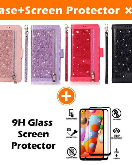 Bling Wallet Case with Wrist Strap for Samsung A42(5G) - Libiyi