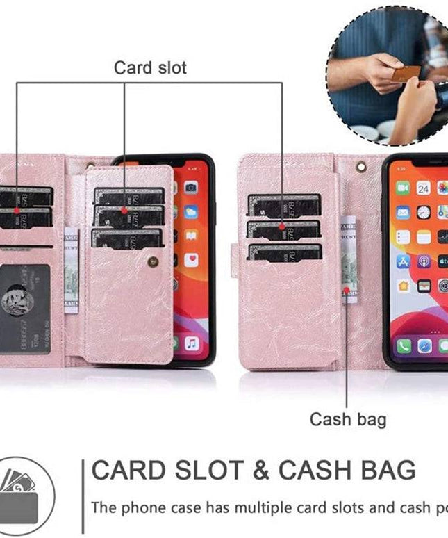 Detachable Flip Folio Zipper Purse Phone Case for iPhone XR - Libiyi